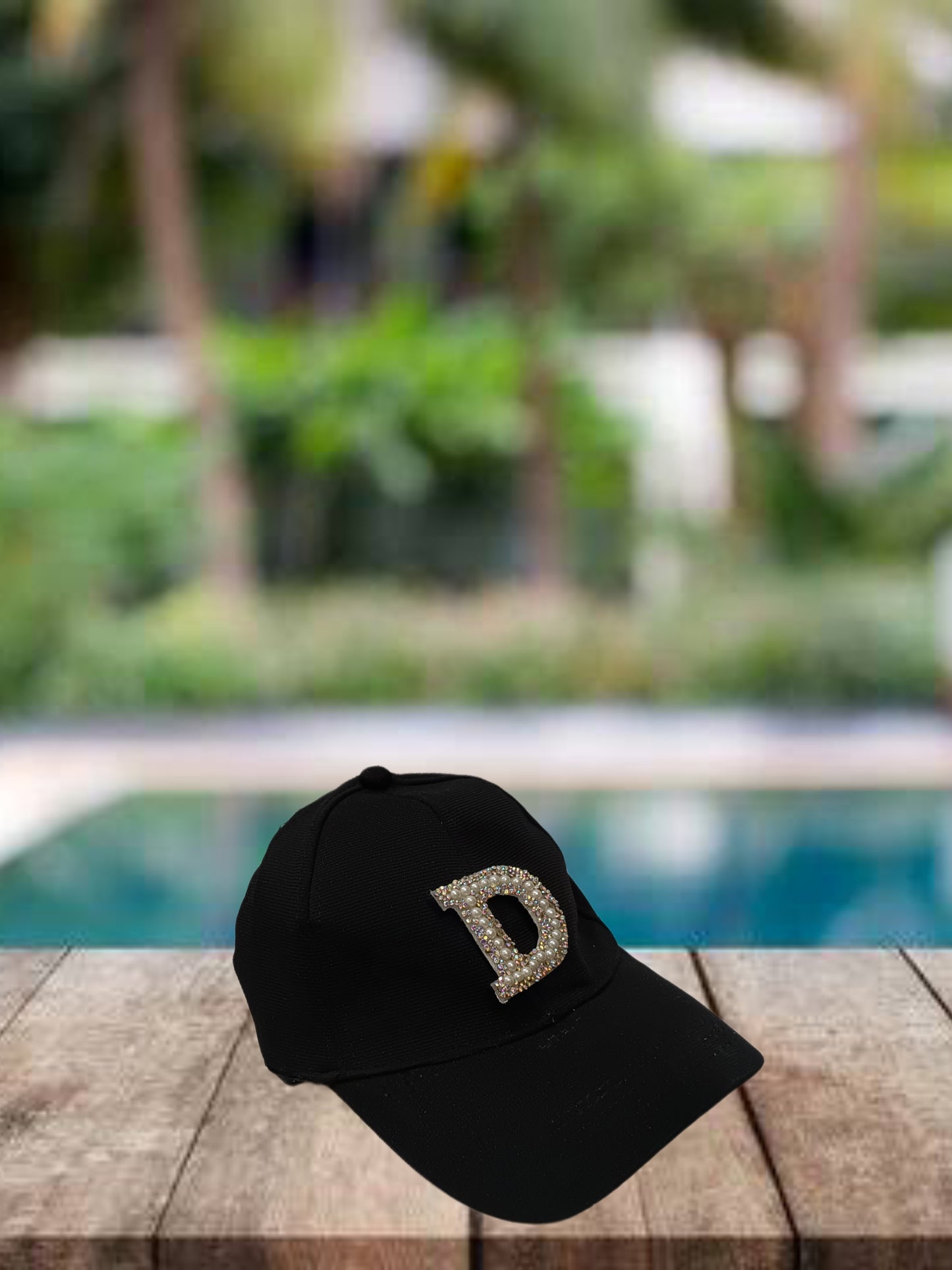 Black Embellished Initial Cap
