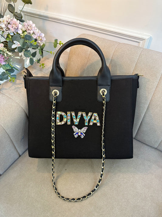 Black Aqua Elizabeth Tote