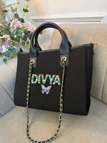 Black Aqua Elizabeth Tote