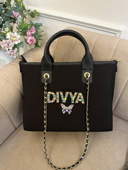 Black Aqua Elizabeth Tote