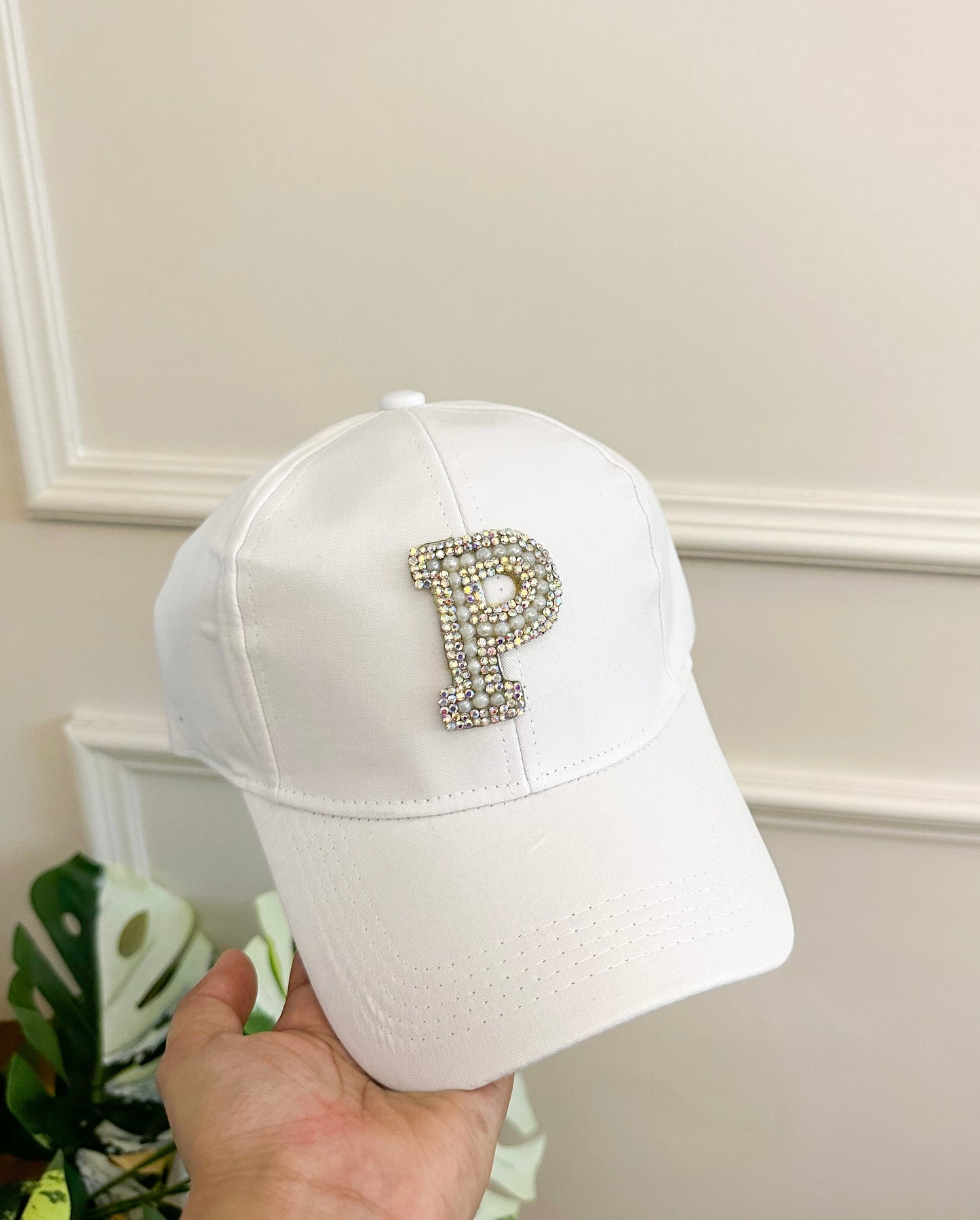 White Embellished Initial Cap