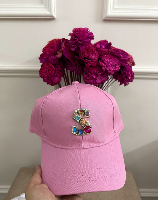 Pink Embellished Initial Cap