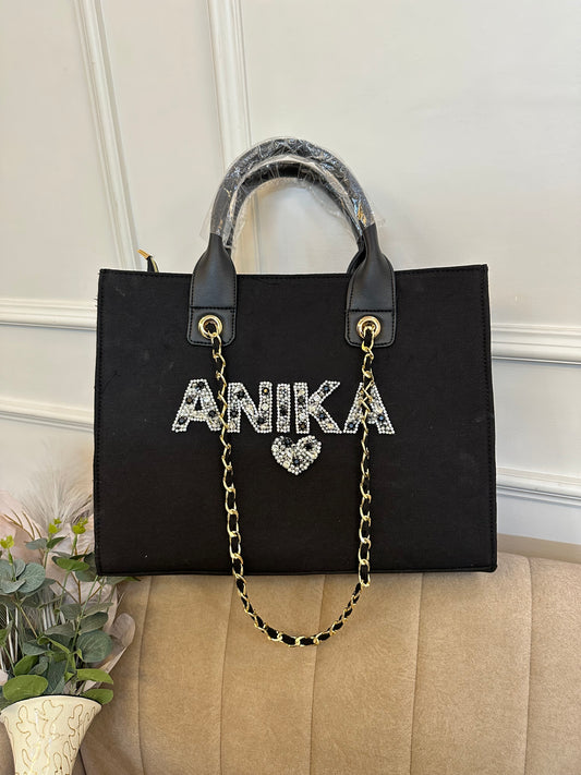 Midnight Jewel Embellished Tote