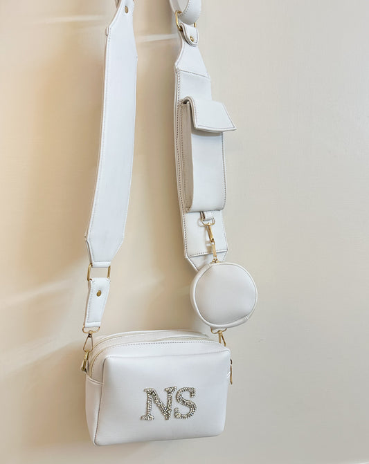 White dual compartment Bella sling