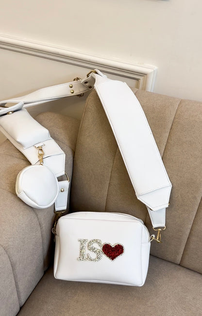 White dual compartment Bella sling