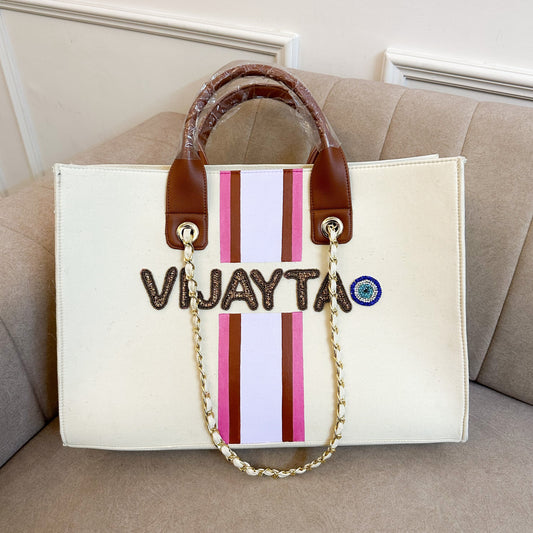 Offwhite Scarlet Tote With Stripe